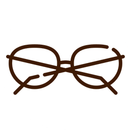 Simple line drawing of glasses with oval lenses and a thin frame, positioned on a white circular background, reminiscent of the meticulous precision needed in a veterinarian's toolkit.
